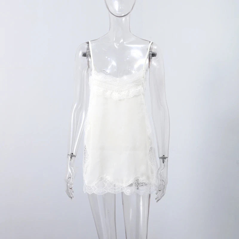 Elegant Stain Lace Tank Women Sleeveless Backless Tube Top Solid Lady Tanks 2025 Fashion Summer Female Strap Outwear