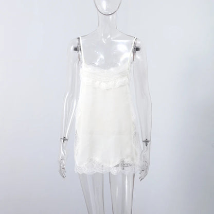 Elegant Stain Lace Tank Women Sleeveless Backless Tube Top Solid Lady Tanks 2025 Fashion Summer Female Strap Outwear