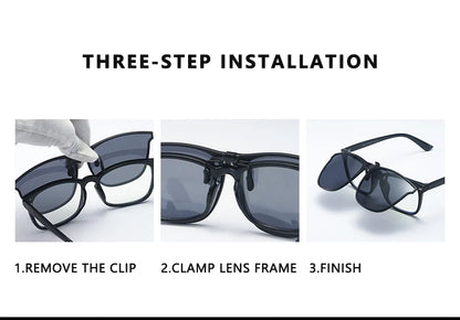 Polarized Clip On Sunglasses Men Car Driver Goggles Night Vision Glasses Anti Glare Vintage Square Glasses Oculos
