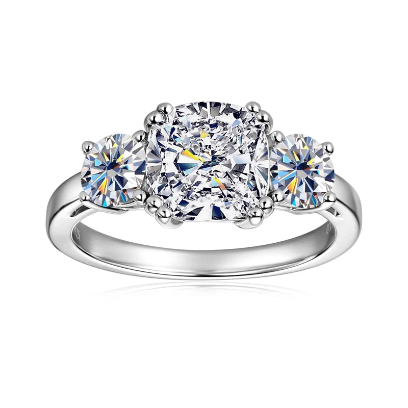 RAPRGOLD GRA Certified All Moissanite Rings for Women Original 925 Sterling Silver Ring Wedding Band Fine Jewelry Gifts Anillos