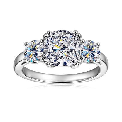 RAPRGOLD GRA Certified All Moissanite Rings for Women Original 925 Sterling Silver Ring Wedding Band Fine Jewelry Gifts Anillos