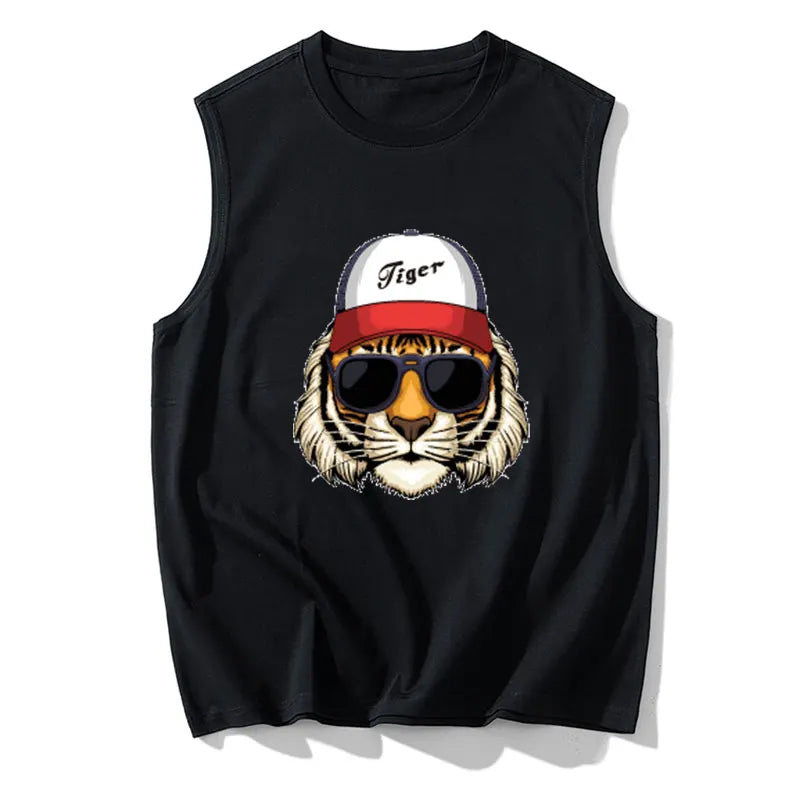 プラスサイズ 夏 メンズ タンクトップ ジム フィットネス スポーツベスト ラウンドネック Tシャツ メンズ ノースリーブ シャツ カジュアルトップス 男性服 110-200kg