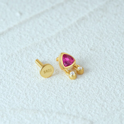 Aide 925 Sterling Silver 1pc Geometry Multi Piercing Stud Earrings For Women K Gold Simple Elegant Tassel Jewelry Gift Pendiente