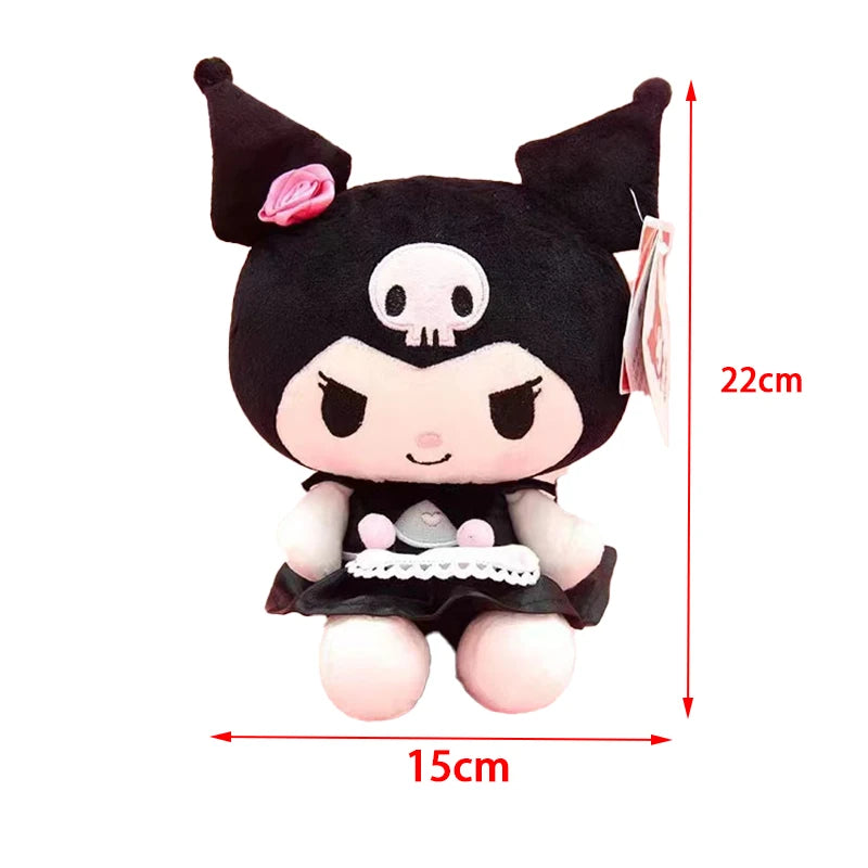 22CM Authentic Sanrio Kuromi Plush Doll Black Purple Cutecartoon Doll Girl Children's Toy Birthday Christmas Gift