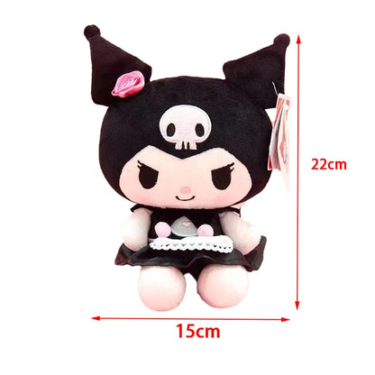 22CM Authentic Sanrio Kuromi Plush Doll Black Purple Cutecartoon Doll Girl Children's Toy Birthday Christmas Gift