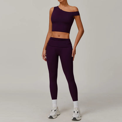 2Pcs Gym Set Sportswear Women Sports Tank Tops High Waist Stretch Flared Pant Gym Suit Fitness Clothes Activewear Workout Sets