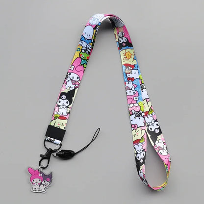 Cute Sanrio Characters Cosplay Accessories Cartoon Neck Strap Lanyard with Phone Strap and Card Holder