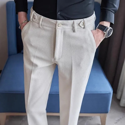 Men's Suit Pants, Fashion Slim Dress Trousers ,White Black Blue Green Pantalones Hombre Fall/Winter Male Pant, 2025 New