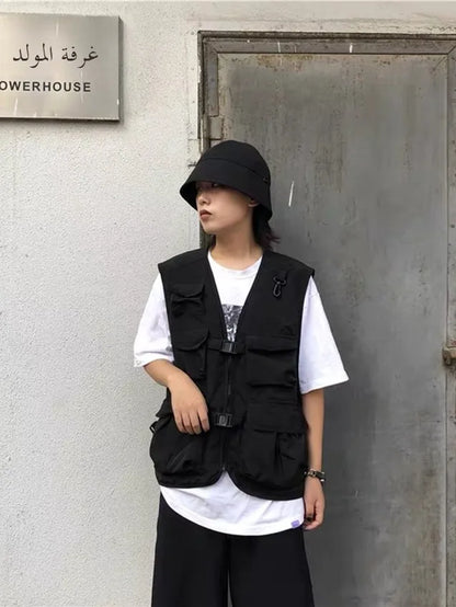 Loose ex Oversized keted Workwear Vest Street Sle Spor Svel Jaet for Men And Women Summer Casual Wear