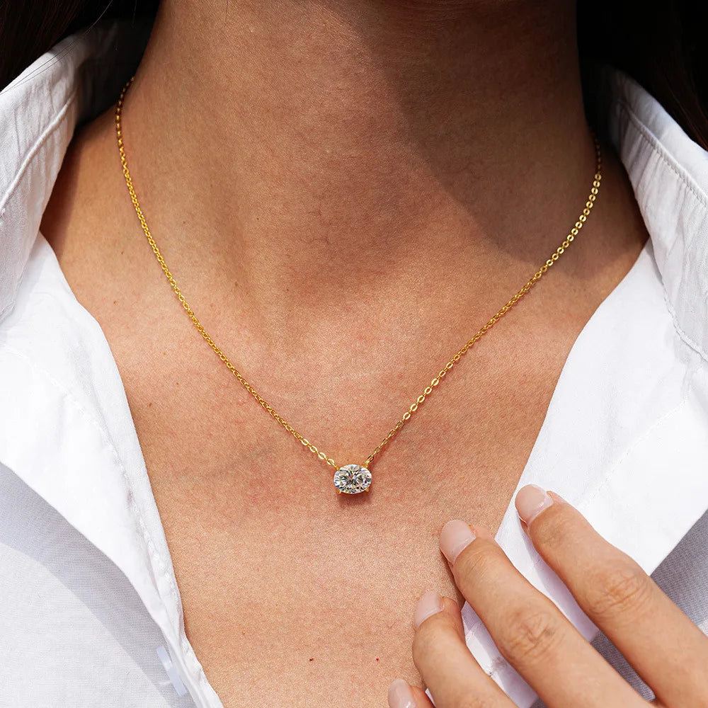 COSYA 1-3CT Oval Cut Moissanite Pendant Necklace For Women S925 Silver 18K Gold Lab Diamond Necklace Wedding Party Fine Jewelry