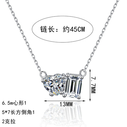 プラチナ PT950 18K ホワイトゴールド 2カラット エメラルドカット＆レディアントカット モアサナイト ペンダント レディース用 ラボグロウンジュエリー