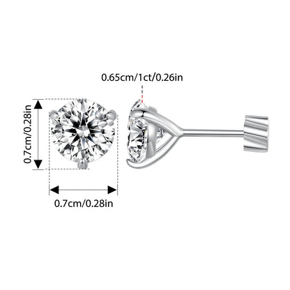 Bamoer U 1CT Moissanite Stud Earrings Round Cut Lab Diamond Platinum Plated Earrings for Women Wedding Minimalist Gift S925