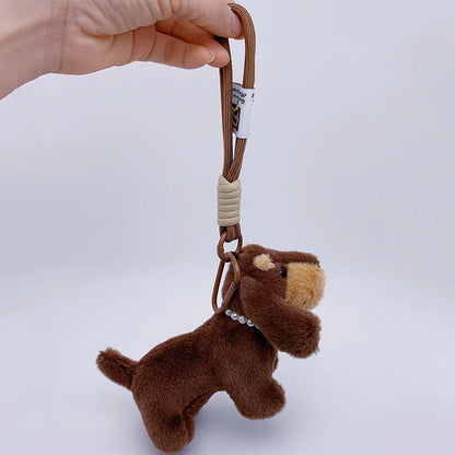 15cm Korea Popular Cartoon Dachshund Keychain Plush Doll Bag Pendant Mini Doll Soft Stuffed Dog Backpack Pendant Girl Women Gift