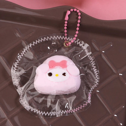 Kawaii Hello Kitty Melody Kuromi Cinnamoroll Soft Anime Keychain Cartoon Hand Pinch Toy Gift