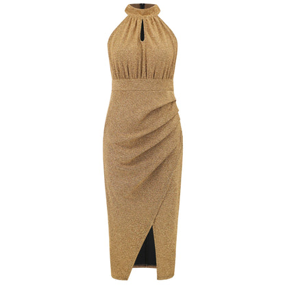 VigoCasey 2025 Female Sleeveless Evening Party Dress Women Summer Solid Bodycon Dress Sexy Lady Stand-up Collar Tight Dresses