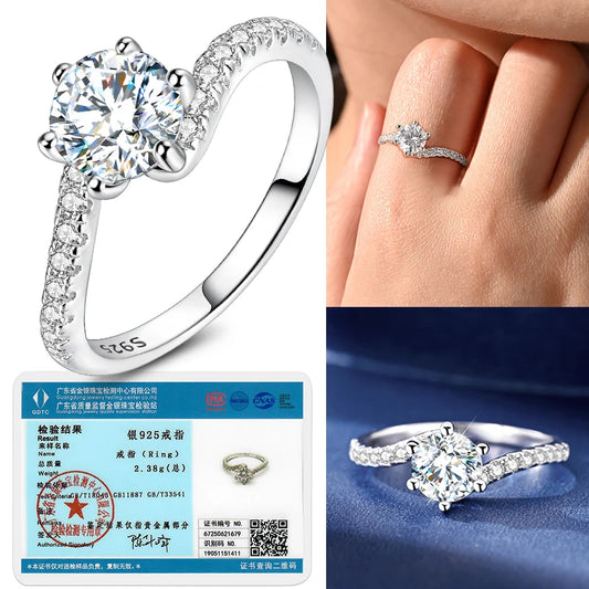 クラシックス モアサナイト 925 スターリングシルバー 1ct リング レディース ブリリアントダイヤモンド ウェディング エンゲージメント ジュエリー