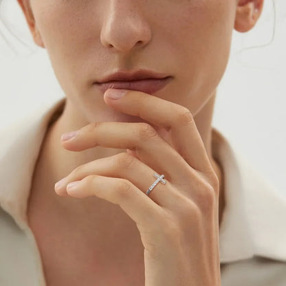 M-JAJA Moissanite Ring Original 925 Sterling Silver 3mm D Color VVS1 Cross Wedding Bands for Women Couple Promise Rings Jewelry