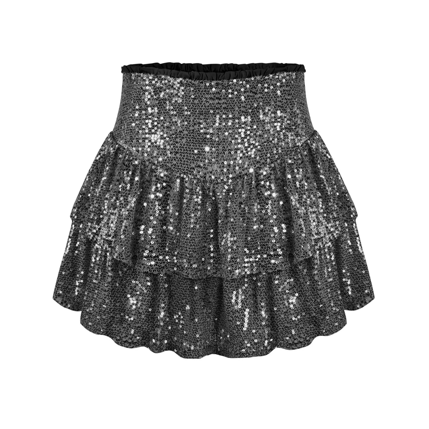 2024 Fashion Party Evening Clothes for Women Summer Sexy Elastic High Waist Sequin Mini Pleated Skirts Streetwear Short Dress
