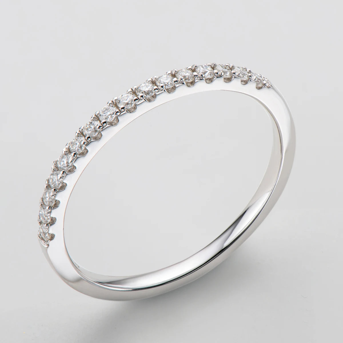 AINUOSHI 1.5mm Moissanite Ring 925 Sterling Silver Full Moissanites Eternity Band Engagement Wedding Rings for Women Jewelry
