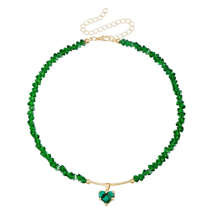 Fashion Heart Beaded Necklace for Women Boho Elegant Irregular Crystal Chain Y2K Choker Exquisite Party Gift Jewelry Accessories