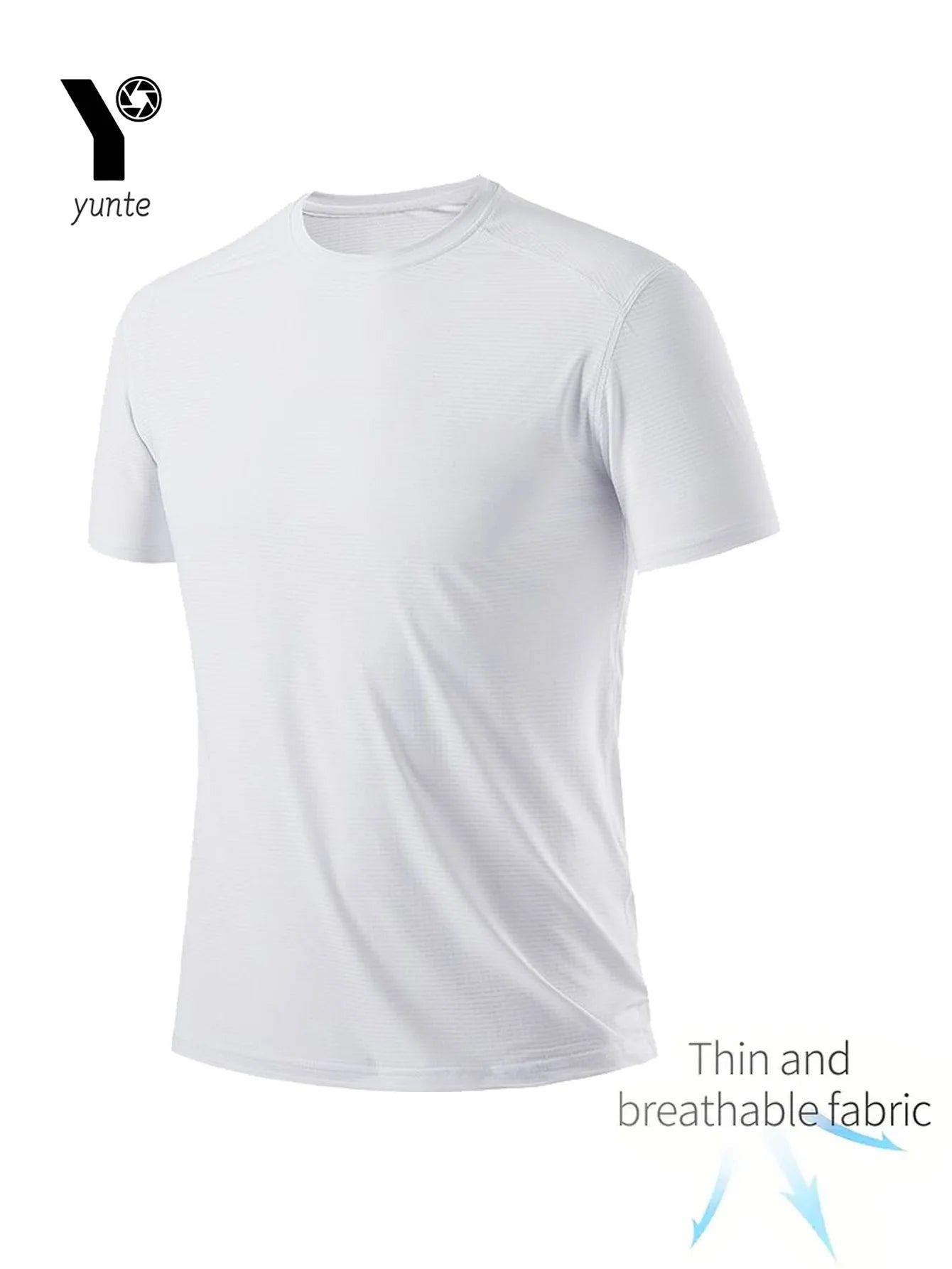 Round Neck T-Shirt 4-Pack White Ultra-Light Men's Quick Drying Breathable Sweat-Absorbent Shirt Suitable for Fitness Gym and Run