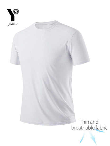 Round Neck T-Shirt 4-Pack White Ultra-Light Men's Quick Drying Breathable Sweat-Absorbent Shirt Suitable for Fitness Gym and Run
