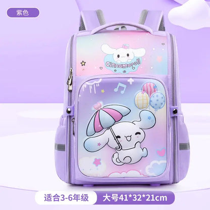 Sanrio Kuromi Melody Kt Primary School Students Girl Boy Children School Bag Large Capacity Backpack Cute Animation Pattern