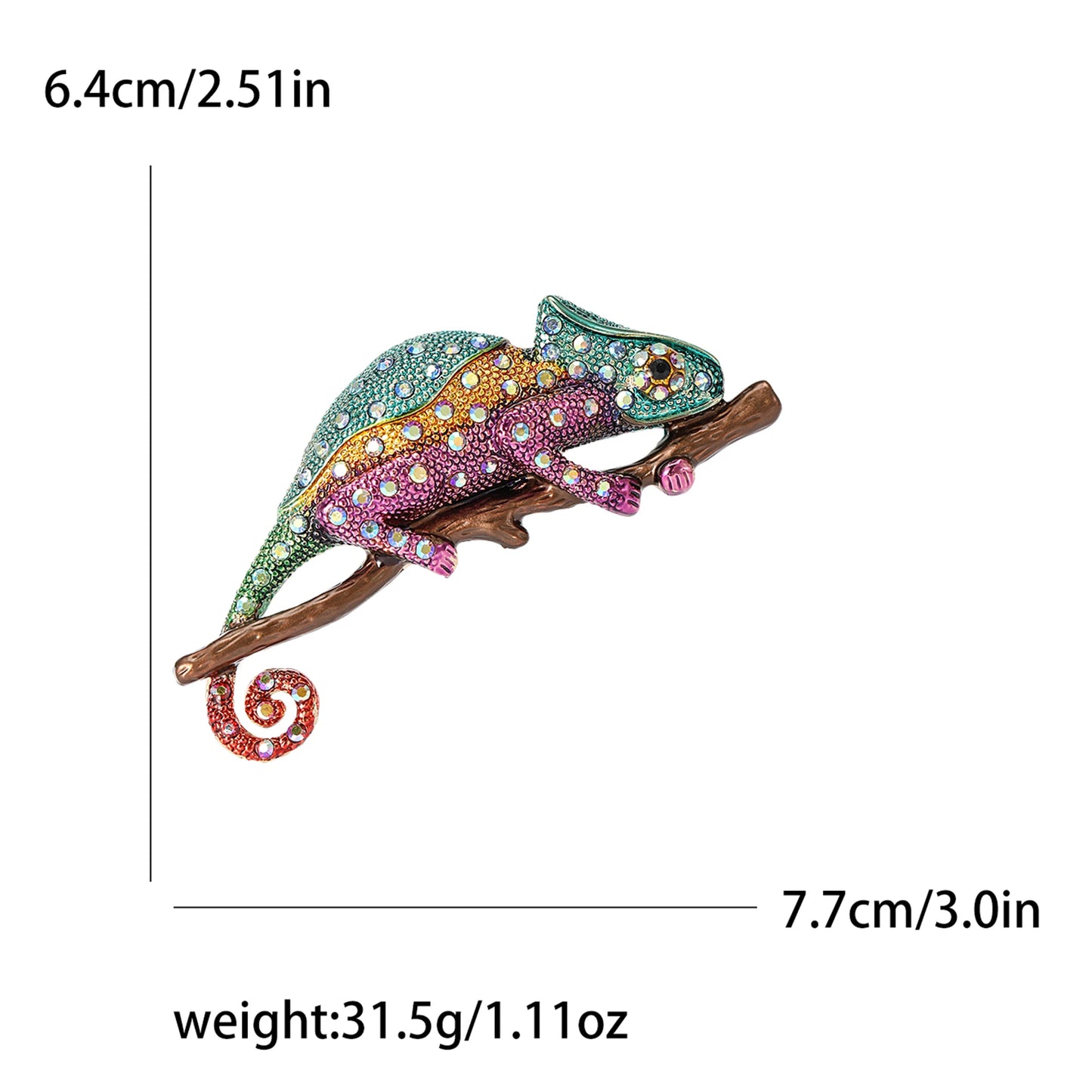 Rhinestone Chameleon Brooch for Women Unisex Enamel Lizard Pin Banquet Party Backpack Gifts Jewelry Accessories
