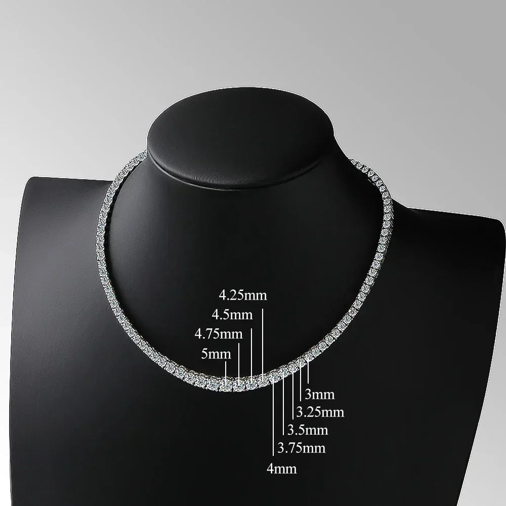 FEOBUR V-shaped Full Moissanite Tennis Necklace for Women Wedding Party Jewelry with 925 Sterling Silver Neck Chain Choker