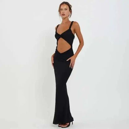 Giyu Sexy Evening Club Party Dresses Women 2025 Summer Sleeveless Backless Hollow Out Maxi Long Dress Elegant Bodycon White Robe