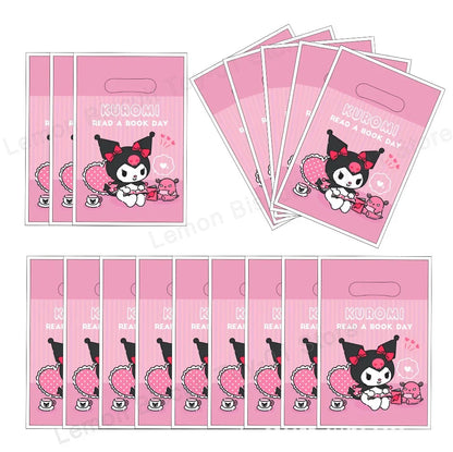 Kuromi Theme Birthday Party Decoration Kid Shower Sanrio Girl Tableware Supplies Tablecloth Number Balloon Cake Topper Gift