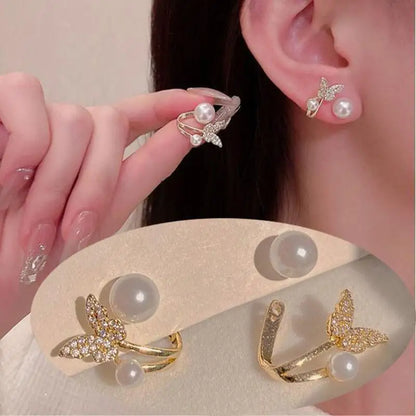 925 Silver Needle Hollow Crystal Swan Earrings For Women Korean Jewelry 2025 Trending New Luxury Animal Pearl Stud Earrings Gift