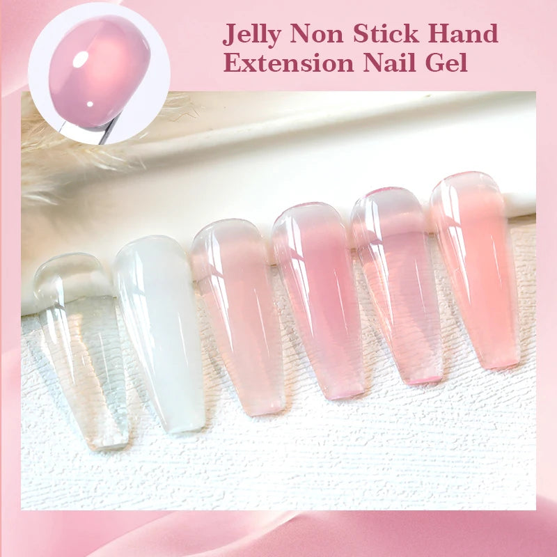 BORN PRETTY 15ml クリア ノンスティック ハンドエクステンション ジェルネイルポリッシュ 3Dシェーピングネイルアート用 固形ミルキーゼリーハードジェル フェイクネイル用