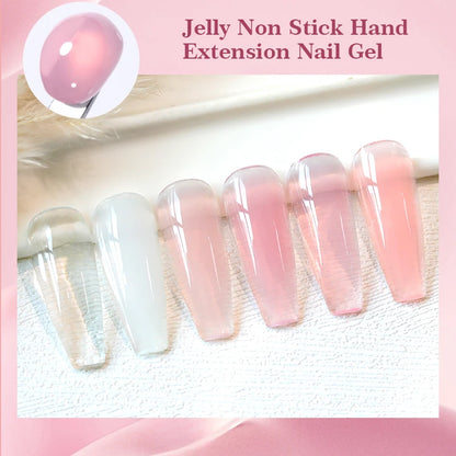 BORN PRETTY 15ml クリア ノンスティック ハンドエクステンション ジェルネイルポリッシュ 3Dシェーピングネイルアート用 固形ミルキーゼリーハードジェル フェイクネイル用