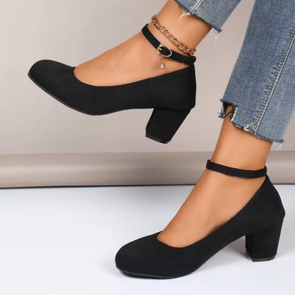 Women High Heels Shoes Round Toe New Fashion Sandals Thick Heel Pink Woman Shoes Elegant Comfortable Pumps Zapatos De Mujer