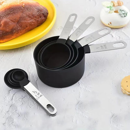 4PCS/8PCS plastic measuring cup Spoon Set Stainless Steel handle Kitchen Baking Tools Accessories Weighing gadgets