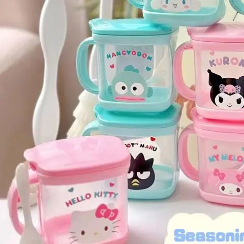 Sanrio Hello Kitty Kitchen Kuromi Melody Cinnamoroll Msg Salt Sugar Jar Seasoning Box Household Seasoning Jar Storage Box