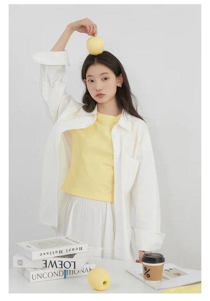 CHIC VEN Women Shirts Solid Long Sleeve Loose Single Breasted Female Blouses Woman Cotton Spring Summer 2025 Clothing