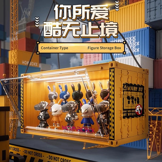 35x17x19cm Cool Large Storage Box Display Sound-activated Lamp Container Rack Cabinet PP Material Bubble Mat Doll Display Box