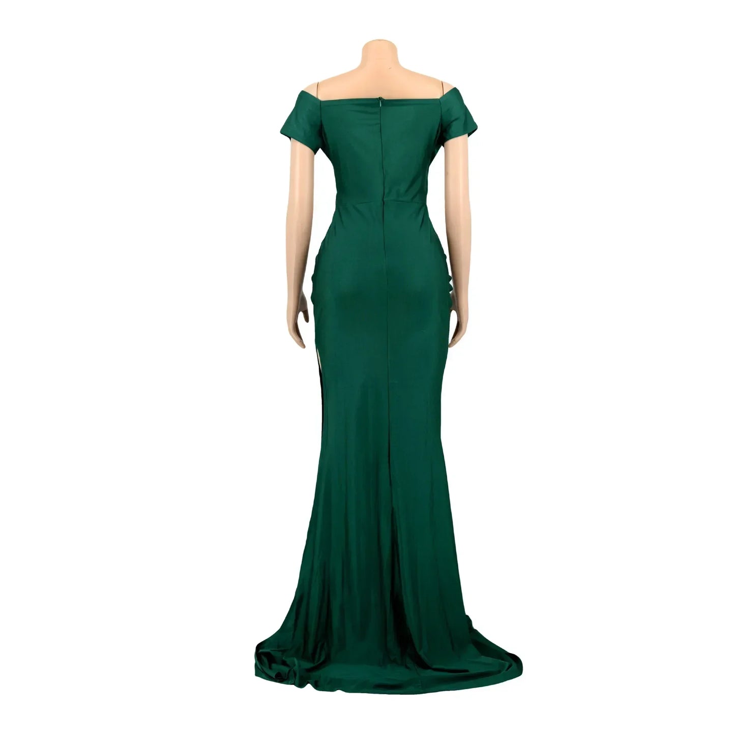 2024Sold Maxi Elegant Luxury Designer Party Dresses Women Off Shoulder Evening Dress Mermaid V-Neck Pleated Backless Long Dress