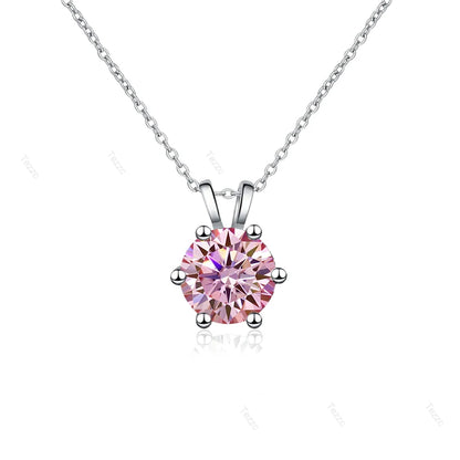 Tezzc 1CT Sparkling Luxury Moissanite Lab Diamond Pendant Necklace for Women 925 Sterling Silver High Quality Fine Jewelry