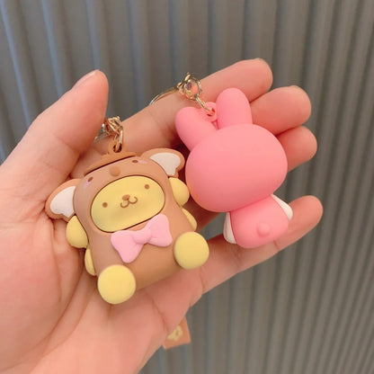 Anime Sanrio Hello Kitty Figures Keychain Kawaii Melody Kuromi Doll Backpack Pendant Decoration Keyring Girl&Kid Gifts Toys
