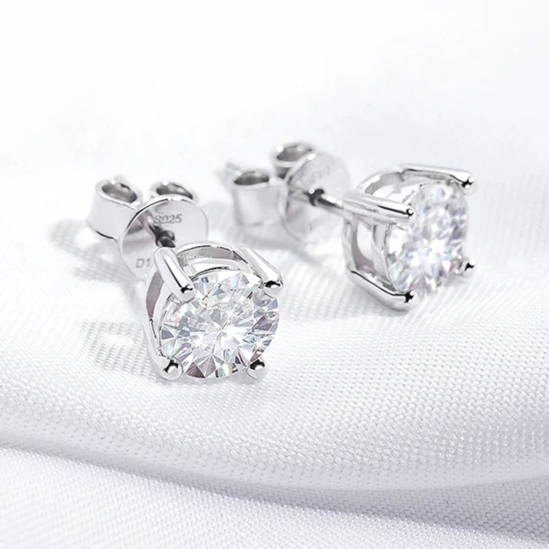 Smyoue 0.1-3CT Test Passed Moissanite Studs Earrings for Men Women S925 Silver Platinum Plated Bride Wedding Lab Diamond Studs