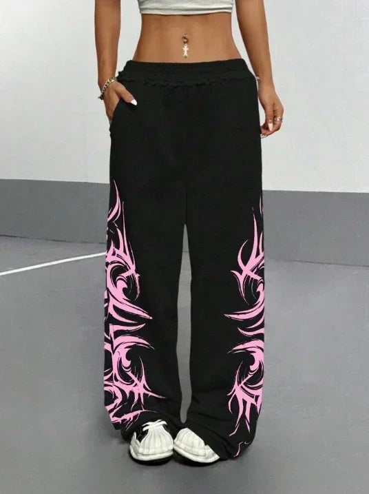 Y2K アメリカンファッション ストライプ スウェットパンツ レディース ルーズ トレンドパンツ レトロ カジュアル 快適 丈夫 トレーニング アウトドア ランニングパンツ
