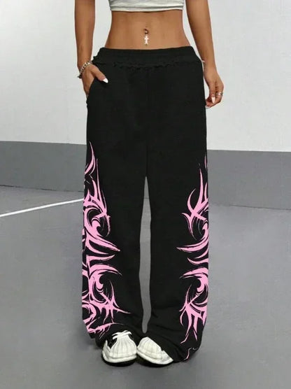 Y2K アメリカンファッション ストライプ スウェットパンツ レディース ルーズ トレンドパンツ レトロ カジュアル 快適 丈夫 トレーニング アウトドア ランニングパンツ