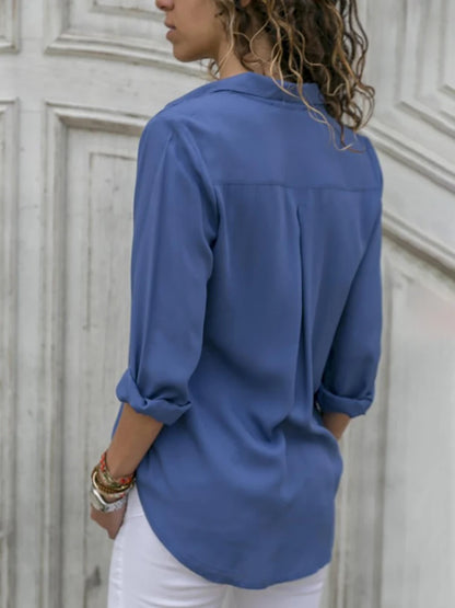 Women Casual Long Sleeve Chiffon Blouse Elegant Lapel Loose Shirt Spring Summer Solid Office Lady Tunics Streetwear Oversize Top