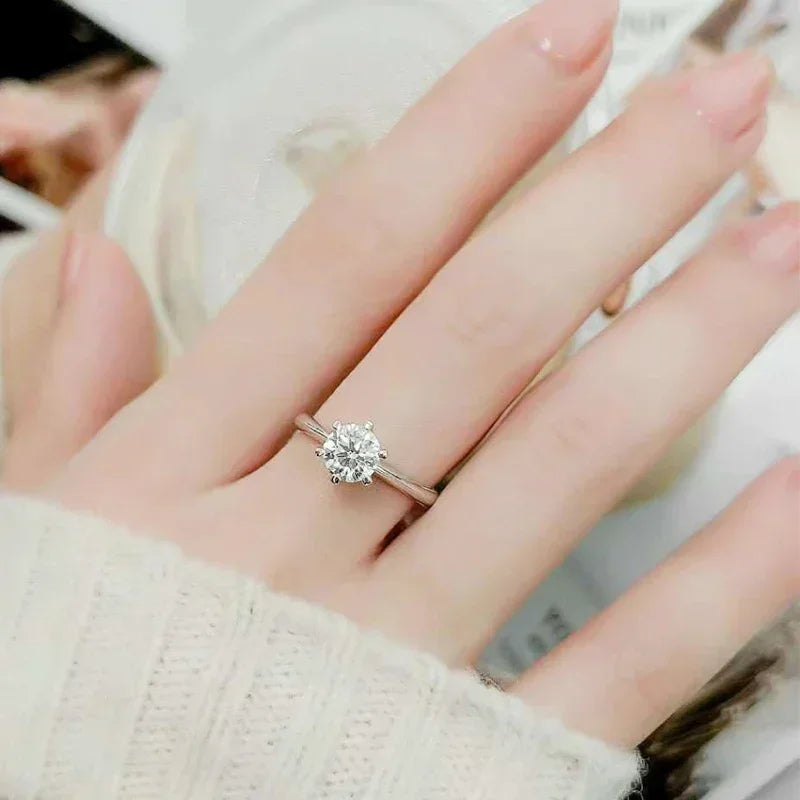 NeeTim 0.5-5ct モアサナイトリング レディース用 925スターリングシルバー ホワイトゴールドメッキ ラボダイヤモンド 婚約指輪 ウェディングバンド ジュエリー