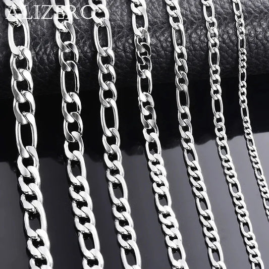卸売925スターリングシルバーネックレス 幅2～12mm 長さ40～75cm ロブスタークラスプ 男女兼用 婚約ジュエリー