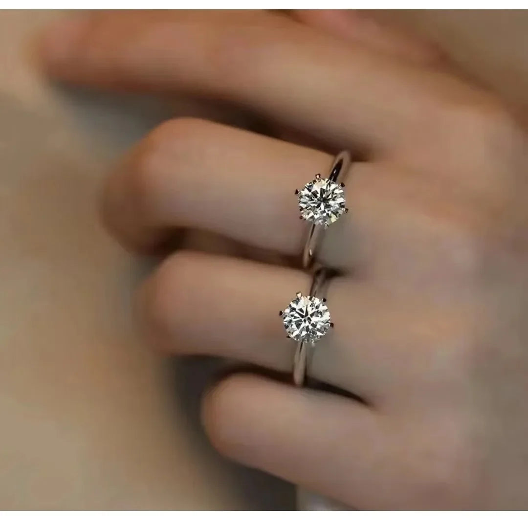 ソリティアリング 本物 925スターリングシルバー 1ct モアサナイト cz 婚約 結婚指輪 レディース ブライダル ステートメント パーティージュエリー