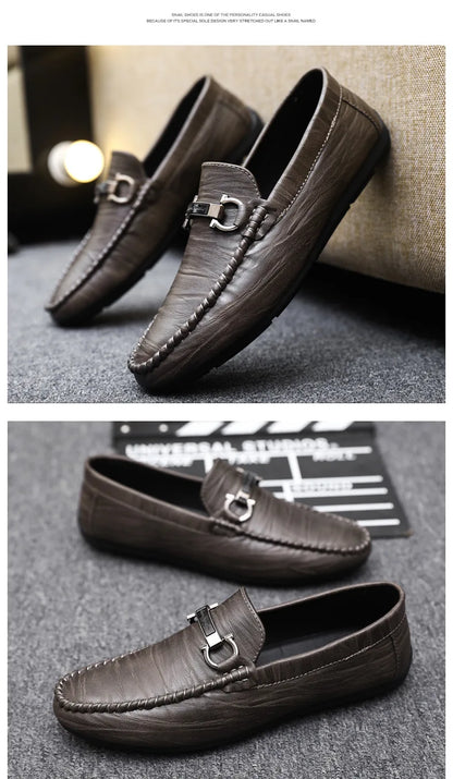 Men Loafers Shoes for Men Luxury Business Dress Shoes Comfy Slip-on Drive Moccasins Footwear Male Brand Leather Boat Shoes Men